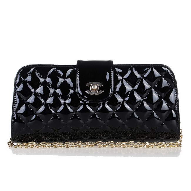 Fake Chanel Patent Leather Cluth Bag A30124 Black On Sale